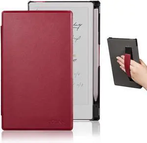 CoBak Case with Hand Strap for Remarkable Paper Pro Move 7.3" 2025 Released - Smart Auto Sleep/Wake Folio Lightweight Protective Cover with Built-in Pen Holder and Nibs Holder (Red)