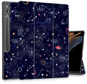 Tuiklol Tablet Case for Samsung Tab S10 Ultra (2024 Release) / Tab S9 Ultra 14.6 Inch (2023 Release), Built-on Pencil Holder Slim Hard Shell Case Trifold Stand Cover Auto Wake/Sleep, North Star