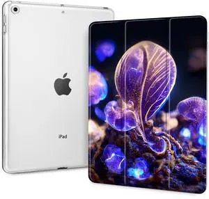 Tuiklol Case for iPad 10.2 inch case 2021 Release 9th Gen, Built in Pencil Holder - Trifold Stand-Auto Wake/Sleep PC Protection Stand PC Clear Back Cover for iPad 2020 2019 [8th/7th], Purple Violet