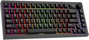 TECWARE Spectre 75% RGB Mechanical Gaming Keyboard with Customizable LCD Screen, Multi-Function Knob, Gasket Mount, South Face 5-Pin Universal Hot-Swappable Sockets Black Cocoa Brown Switch