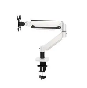 Ultrawide Monitor Arm for 13 to 32 inch Flat/Curved Computer Screen, Gas Spring Single Monitor Mount Holds up to 17.63 lbs, Clamp & Grommet Base, VESA 75x75/100x100mm, White