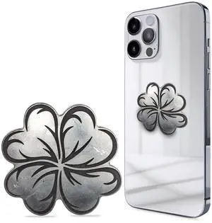 Shungite Stickers for Cell Phone Tablet Laptop - Protection Plate 1 Piece - Large Size 1.69"  1.69" - Clover with Engraving - Authentic Shungite II Type