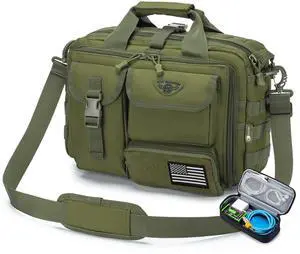 Stypos Tactical Messenger Bag, 14 Inch Tactical Briefcase for Man Military Laptop Bag Messenger Shoulder Bag Flight Bags for Pilots (Green)