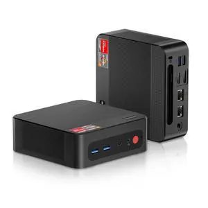 BOSGAME P4 Mini PC, AMD Ryzen 7 5700U, 16GB DDR4, 512GB PCIe SSD, Dual LAN 2.5G & Wi-Fi 6E & BT5.2, 4K Triple Display, Compact Silent Desktop for Gaming, Office, Design