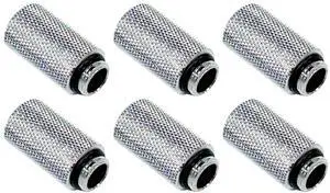 dracaena.io 6 Pack G1/4" 30mm Height Male to Female Extender Fittings, Brass Compression Fittings with O Rings for PC Liquid Cooling Loop, Water Cooling Tube Connectors, Silver
