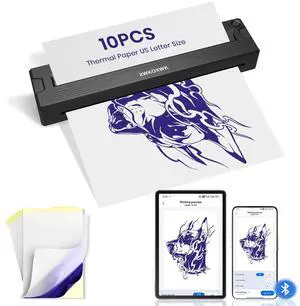 XWKOXWK Tattoo Stencil Printer Machine for Tattoo Artists&Beginners,with 3 pcs Tattoo Transfer Paper and Folded Paper,Compatible with Phone/Pc&Pad,Portable Bluetooth Thermal Inkless Wireless Printer