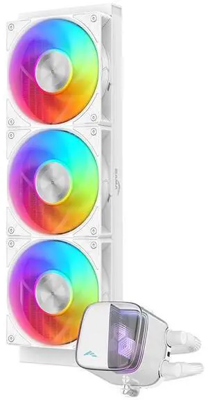 SAMA L70 360mm ARGB CPU Liquid Cooler,CPU PC AIO Water Cooler,Chamfered Infinity Mirror,High-Performance Ceramic Pump,with 28mm Hydraulic Bearing Fans,Intel LGA 1851/1700/1200/115X&AMD AM5/AM4,White