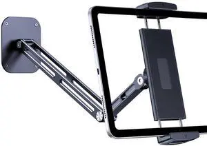 Lucrave Tablet Wall Mount Holder, 15" Aluminium Wall Mount for IPad with 360° Adjustable Rotating Base for iPad Pro Air Mini, Galaxy Tab, All 4.7-13" Phones and Tablets (Long Style)