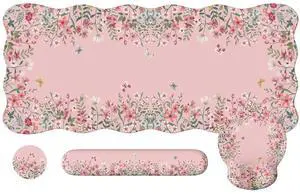 iLeadon Desk Matt for Desktop, Non Slip Base Mouse Pad with Wrist Rest, Wrist Pad for Keyboard, Gaming Mouse Pad Large, Anti-Fatigue Gel Mousepad with Wrist Support (Pink)