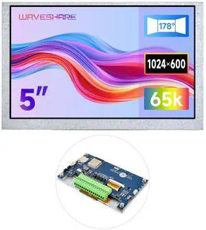 Waveshare ESP32-S3 5inch Display Development Board, 1024x600, 32-Bit LX7 Dual-Core Processor, Up to 240MHz Frequency, Supports WiFi & Bluetooth, with Onboard Antenna, No Touch