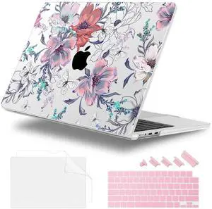 Lepeoac Case for MacBook Air 15 Inch 2025 2024 2023 Release M4 A3241 M3 A3114 M2 A2941, Hard Shell with Screen Protector & Keyboard Cover, Compatible with Touch ID, Floral C319