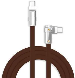 chubbycable FlexElbow 90 Degree 240W Fast Charging Cable Right Angle USB C Cable Silicone Charging Cord Compatible with iPhone 17-15 Series iPad, Chocolate, Type-C to Type-C, 8.5FT