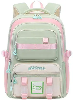 Cute Aesthetic Backpack for Women College Laptop Backpacks Kawaii Preppy Multiple Pockets Anti Theft Waterproof Large Daypack (Green)