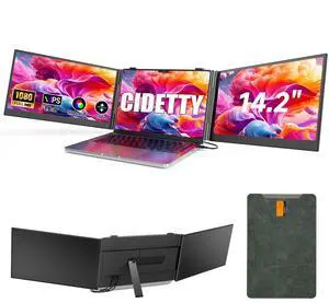 Ultra Thin Laptop Screen Extender Monitor Portable,14.2" 1080P FHD Lightweight Triple Screen,Portable Monitor for Laptops,Fit for 13-17" Laptop,Plug & Play Compatiable with Win/Mac/Chrome/Android