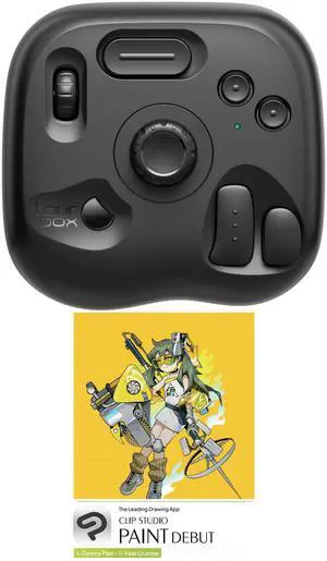TOUR BOX Lite Bluetooth - Drawing Bundle with Device & Clip Studio Paint Debut (Activation Card), Artist Go-to Compact Macro Keypad Editing Keyboard with Custom Software - CSP Starter Wireless Kit