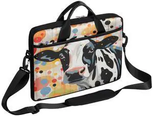 Laptop Bag for Women Men Waterproof Laptop Shoulder Bag 14-15.6 Inch Computer Messenger Bag Carrying Case (Dairy Cow)