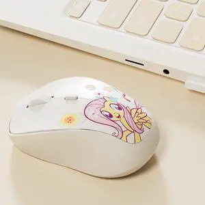 My Little Pony Fluttershy Wireless Mouse - 4-Button Silent Click Mouse with 3 Adjustable DPI (1000/1200/1600), 2.4GHz Wireless for Windows/Mac - Compact & Ergonomic Design, Cream
