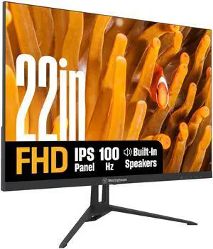 Westinghouse 22 Inch Monitor, 1080p Full HD IPS Computer Screen, 100Hz Refresh Rate, 1ms Response, HDR, Adaptive Sync, Built-in Speakers, HDMI, VGA, Gaming & Home Office (2025 Model)