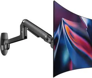 Ergounion Monitor Wall Mount for Flat or Curved Screens up to 38" Within 25 lbs, Full Motion Adjustable Monitor Arm Wall Mount with Cable Management, VESA 75x75/100x100mm, Black