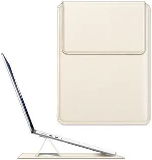 Fintie Sleeve Case for MacBook Air 13.6 A3240 A3113 A2681, Pro 14 A3434 A3401 A3185 A3112 A2992 A2918 A2779 A2442, MacBook Pro/Air 13 - PU Leather Slim Bag Cover with Stand Feature, Starlight