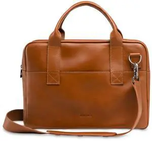 Nordweg Workday Briefcase NW080A  Full-Grain Leather Laptop Bag 15.6"  Office Shoulder Messenger for Work, Study, Travel (Caramel)