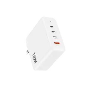M MYBAT PRO 100W USB-C GaN 4-Port Charger  2×100W PD + 30W C + 30W A, Foldable Travel Wall Plug, ETL Certified, Fast Charging for MacBook, iPhone, Laptops, Samsung Galaxy, iPad Pro, and More, White