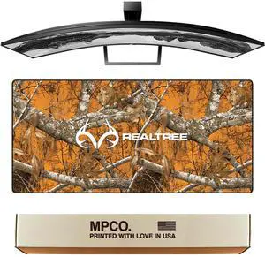 MPCO. Real Tree Large Gaming Desk Pad - 36" x 17" Duraglyde Fabric Edge Orange  with Logo Desk Mats - Non-Slip, Washable, Smooth Glide for Precision Gaming & Work