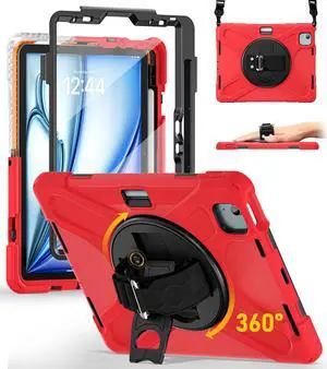 BRAECN for iPad Air 11 inch Case 2025(M3) 2024(M2),iPad Pro 11 inch(4th/3rd/2nd/1st)& Air 10.9"(5th/4th) Case Protective with Pencil Holder Screen Protector 360°Rotating Stand Handle Full Body Cover