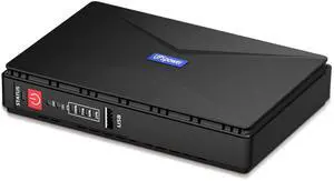 UPS Battery Backup, Mini DC UPS Uninterruptible Power Supply, Power Supply for Router/Modem/Camera, 15V 24V POE 5V/9V/12V Multi-Voltage Output, 18W Output (Max)-Black