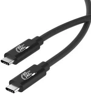 CIUCIMEE USB4 80Gbps Compatible with Thunderbolt 3/4/5 240W Charging, Grey Braided Male-to-Male, SSD, Monitor, Laptop (3.3, Inches)