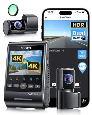 VIOFO A229 Ultra 3 Channel Dash Cam, Dual 4K + 1080P, 210 Fisheye Cabin Car Camera, Triple STARVIS 2 Sensors with Dual 4K HDR, Faster 5GHz Wi-Fi & GPS, Smart Voice Control, Super Night Vision 2.0 VIOFO A229 Ultra 3 Channel Dash Cam, Dual 4K + 1080P, 210 Fisheye Cabin Car Camera, Triple STARVIS 2 Sensors with Dual 4K HDR, Faster 5GHz Wi-Fi & GPS, Smart Voice Control, Super Night Vision 2.0