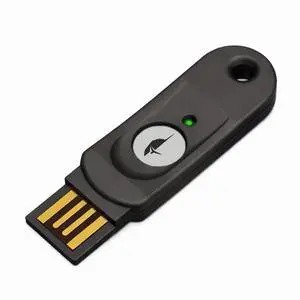 Commuter on a bus looking at the phone. Notification says his email is encrypted by his organization.