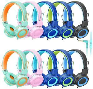 CN-Outlet 10 Pack Classroom Headphones Bulk for K-12 School Kids, Class Set Headphones for Students Teens Library Computer Testing Centers (Mixed Color with Microphone) CN-Outlet 10 Pack Classroom Headphones Bulk for K-12 School Kids, Class Set Headphones for Students Teens Library Computer Testing Centers (Mixed Color with Microphone)