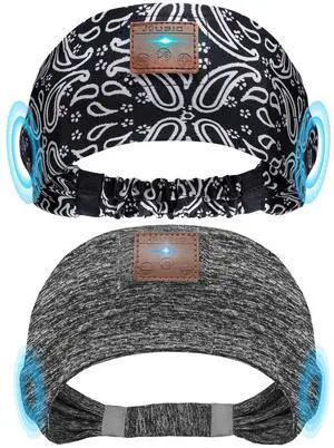 Mixiba 2-Pack Sleeping Headphones, Headband Headphones with Ultra-Thin HD Stereo Speaker, Bluetooth Headband for Sports, Workouts, Insomnia, Yoga, Air Travel, Meditation - Gray&Pattern Black Mixiba 2-Pack Sleeping Headphones, Headband Headphones with Ultra-Thin HD Stereo Speaker, Bluetooth Headband for Sports, Workouts, Insomnia, Yoga, Air Travel, Meditation - Gray&Pattern Black