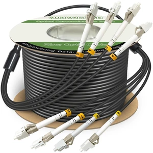 YUTIANHOME 200 Meters 4 Core OM3 Multimode Industrial TPU LC to LC Outdoor Armored Fiber Patch Cable, Direct Burial 4 Strands Fiber Optic Cable, 10Gb Duplex 50/125um MMF LC-LC 4 Fibers YUTIANHOME 200 Meters 4 Core OM3 Multimode Industrial TPU LC to LC Outdoor Armored Fiber Patch Cable, Direct Burial 4 Strands Fiber Optic Cable, 10Gb Duplex 50/125um MMF LC-LC 4 Fibers