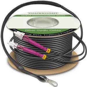 1000ft/300m OD-5mm Industrial TPU OM4 Fiber LC to LC Outdoor Armored Fiber Patch Cable, Duplex Multimode Fiber Optic Cable 10Gb, MMF 50/125, OM4 LC-LC with Pulling Eye Kit Installed on one end 1000ft/300m OD-5mm Industrial TPU OM4 Fiber LC to LC Outdoor Armored Fiber Patch Cable, Duplex Multimode Fiber Optic Cable 10Gb, MMF 50/125, OM4 LC-LC with Pulling Eye Kit Installed on one end