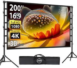 200 Inch Outdoor Projector Screen with Stand: LEORFI Large Projection Screen with Adjustable Tripod, Front & Rear Projection Wrinkle-Free Movie Screen with Transport Bag for Backyard Movie Night 200 Inch Outdoor Projector Screen with Stand: LEORFI Large Projection Screen with Adjustable Tripod, Front & Rear Projection Wrinkle-Free Movie Screen with Transport Bag for Backyard Movie Night
