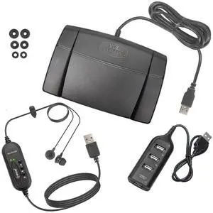 ECS WordSmith Noise Reduction in-Ear Transcription Headset with USB Connection, Infinity-3 USB Foot Pedal, 3-Port Hub & Multiple Ear Tips ECS WordSmith Noise Reduction in-Ear Transcription Headset with USB Connection, Infinity-3 USB Foot Pedal, 3-Port Hub & Multiple Ear Tips