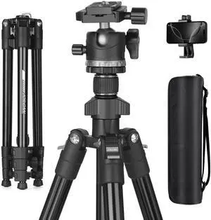 JOILCAN 66" Camera Tripod, Lightweight Travel Tripod with 360 Ball Head & Phone Holder, 22lbs Max Load for DSLR, Camera, Phone, Video & Photography (Grey) JOILCAN 66" Camera Tripod, Lightweight Travel Tripod with 360 Ball Head & Phone Holder, 22lbs Max Load for DSLR, Camera, Phone, Video & Photography (Grey)