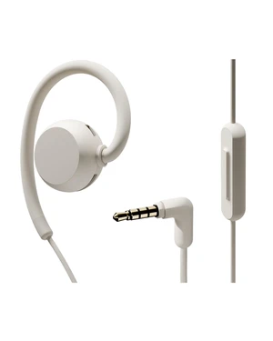 nwm Wired 3.5mm Open Ear Stereo Earbuds with Microphone White Beige nwm Wired 3.5mm Open Ear Stereo Earbuds with Microphone White Beige