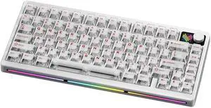 KEEBMONKEY PMOKEY P75 75% Wireless Mechanical Keyboard, Tri-Mode RGB Gaming Keyboard with Dot-Matrix Display, Aluminum Alloy Body, Volume Knob, Up to 10000mAh Battery (Pro White) KEEBMONKEY PMOKEY P75 75% Wireless Mechanical Keyboard, Tri-Mode RGB Gaming Keyboard with Dot-Matrix Display, Aluminum Alloy Body, Volume Knob, Up to 10000mAh Battery (Pro White)