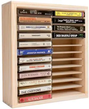 Waratah Designs Cassette Tape Storage Rack, 24-slot Wood Cassette Tape Holder, Wall Mount or Freestanding Audio Cassette Organizer, Playing Card Storage, Unfinished Pine Waratah Designs Cassette Tape Storage Rack, 24-slot Wood Cassette Tape Holder, Wall Mount or Freestanding Audio Cassette Organizer, Playing Card Storage, Unfinished Pine