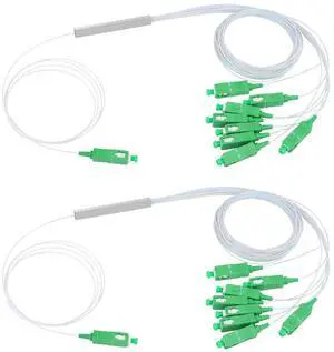 Duogalia 2-Pack SCAPC 1X8 PLC Fiber Optic Splitter 0.9mm G657A1 Singlemode Fibe Pigtail 1310/1550nm Duogalia 2-Pack SCAPC 1X8 PLC Fiber Optic Splitter 0.9mm G657A1 Singlemode Fibe Pigtail 1310/1550nm