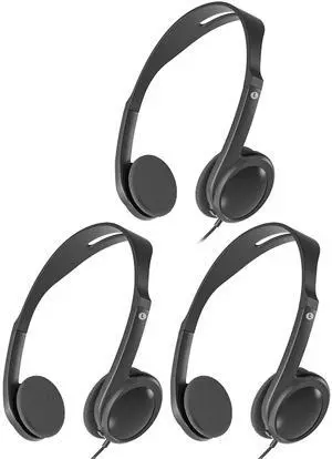 Venucast HF11 Pack of 3 Wired On-Ear Headphones with 3.5mm Jack, Includes Replaceable Ear Cushions for Hygienic Public Use, Ideal for Church, School & Events Venucast HF11 Pack of 3 Wired On-Ear Headphones with 3.5mm Jack, Includes Replaceable Ear Cushions for Hygienic Public Use, Ideal for Church, School & Events