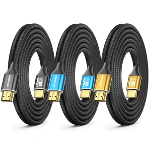 Maximm HDMI 2.1 Cable 8K 8 Ft, Multicolor, 3-Pack, 48 Gbps, Braided, eARC, HDR Maximm HDMI 2.1 Cable 8K 8 Ft, Multicolor, 3-Pack, 48 Gbps, Braided, eARC, HDR
