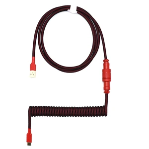 Kraken Black & Red Coiled Keyboard Cable - Artisan Red Coiled USB C Cable with Aviator Connector for Mechanical Gaming Keyboards (BRED) Kraken Black & Red Coiled Keyboard Cable - Artisan Red Coiled USB C Cable with Aviator Connector for Mechanical Gaming Keyboards (BRED)