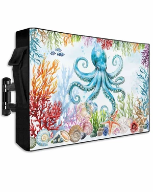 Waterproof Outdoor TV Cover 48 to 50 Inch, Octopus Ocean Coral Starfish Outside Flat Screen Televisions Weatherproof Cover Size 48"L x 30"H, Sea Monster Underwater World TV Protector With Zipper Waterproof Outdoor TV Cover 48 to 50 Inch, Octopus Ocean Coral Starfish Outside Flat Screen Televisions Weatherproof Cover Size 48"L x 30"H, Sea Monster Underwater World TV Protector With Zipper