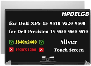 HPDELGB Replacement for Dell XPS 15 9510 9520 9500 Precision 5550 5560 5570 LCD LED Touch Screen Display Assembly Panel 15.6" 3840x2400 UHD IPS Silver HPDELGB Replacement for Dell XPS 15 9510 9520 9500 Precision 5550 5560 5570 LCD LED Touch Screen Display Assembly Panel 15.6" 3840x2400 UHD IPS Silver