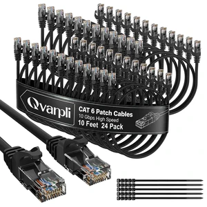 10Gbps Cat 6 Ethernet Cable (10 FT, 24 Pack), Pure Copper Cat6 Patch Cables 10Gbps Cat 6 Ethernet Cable (10 FT, 24 Pack), Pure Copper Cat6 Patch Cables