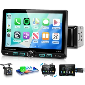7 Inch Single Din Radio with Wireless/Wired CarPlay Android Auto IPS Adjustable Swivel Touchscreen MirrorLink FM/AM/RDS Radio SWC EQ Bluetooth 5.2 Backup Camera Support DVR Colorful RGB Backlig 7 Inch Single Din Radio with Wireless/Wired CarPlay Android Auto IPS Adjustable Swivel Touchscreen MirrorLink FM/AM/RDS Radio SWC EQ Bluetooth 5.2 Backup Camera Support DVR Colorful RGB Backlig